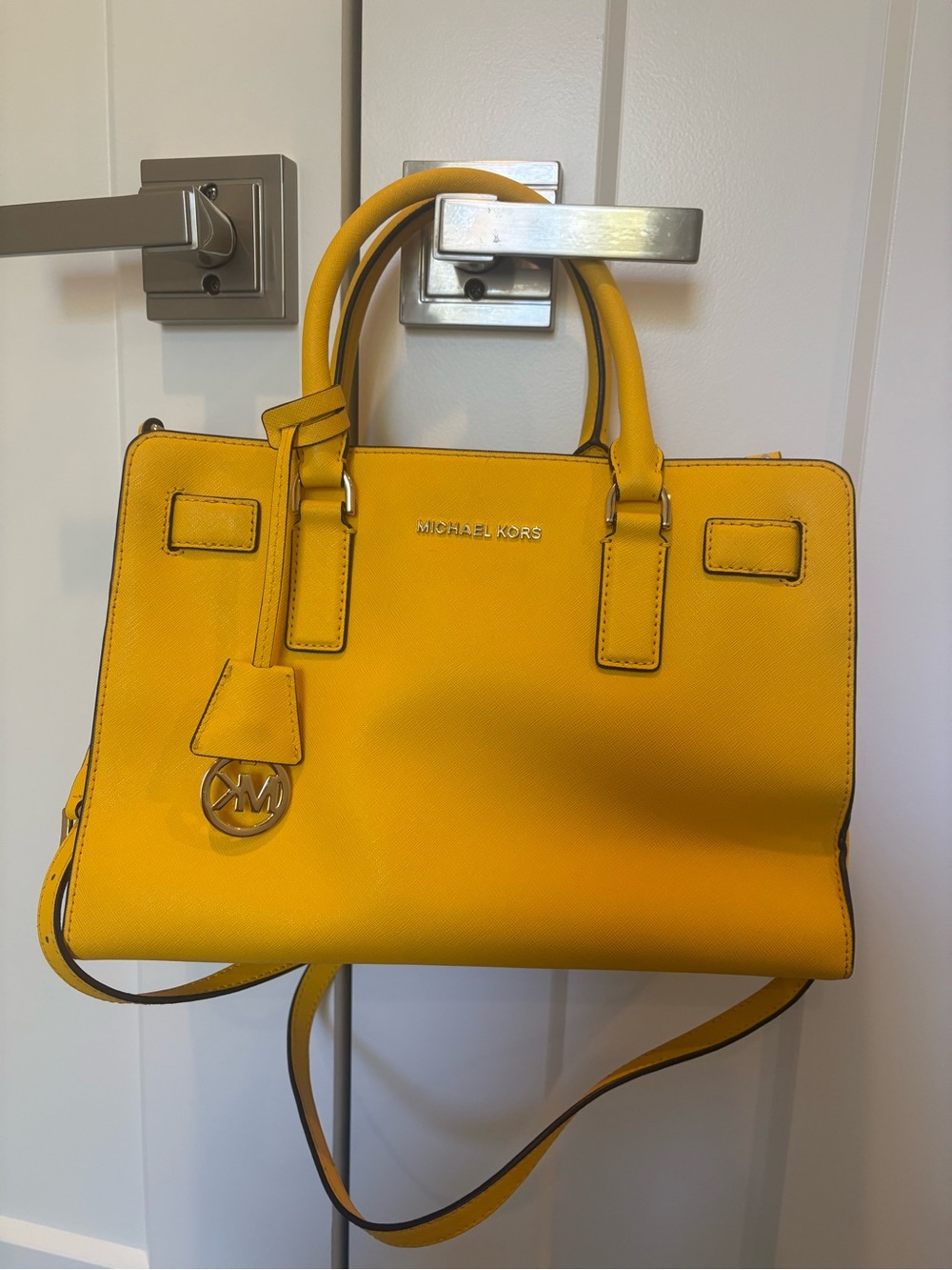 New without Tags Michael Kors Yellow Saffiano Satchel Shoulder Bag Crossbody